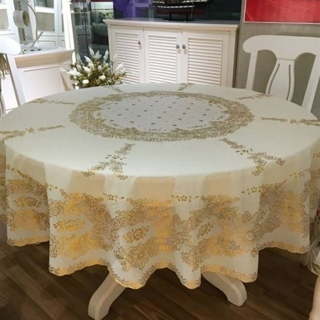 家用加厚酒店圆形桌布防水防油免洗塑料pvc餐馆圆台布大圆桌布艺