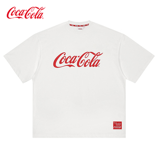 Coca-Cola/可口可乐 简约圆领短袖T恤男夏季美式纯色半袖夏装上衣