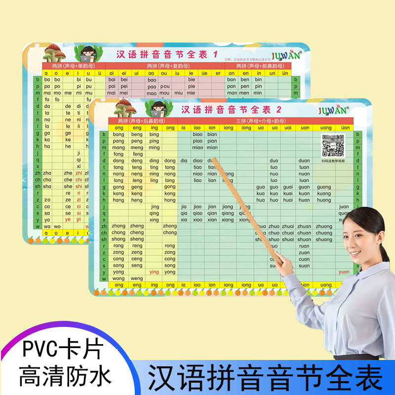 一年级汉语拼音音节全表手卡小学声母韵母自然拼读训练字母表随身