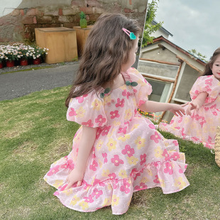 女童长袖碎花裙夏装2024新款韩版小女孩连衣裙夏季甜美公主夏洋气