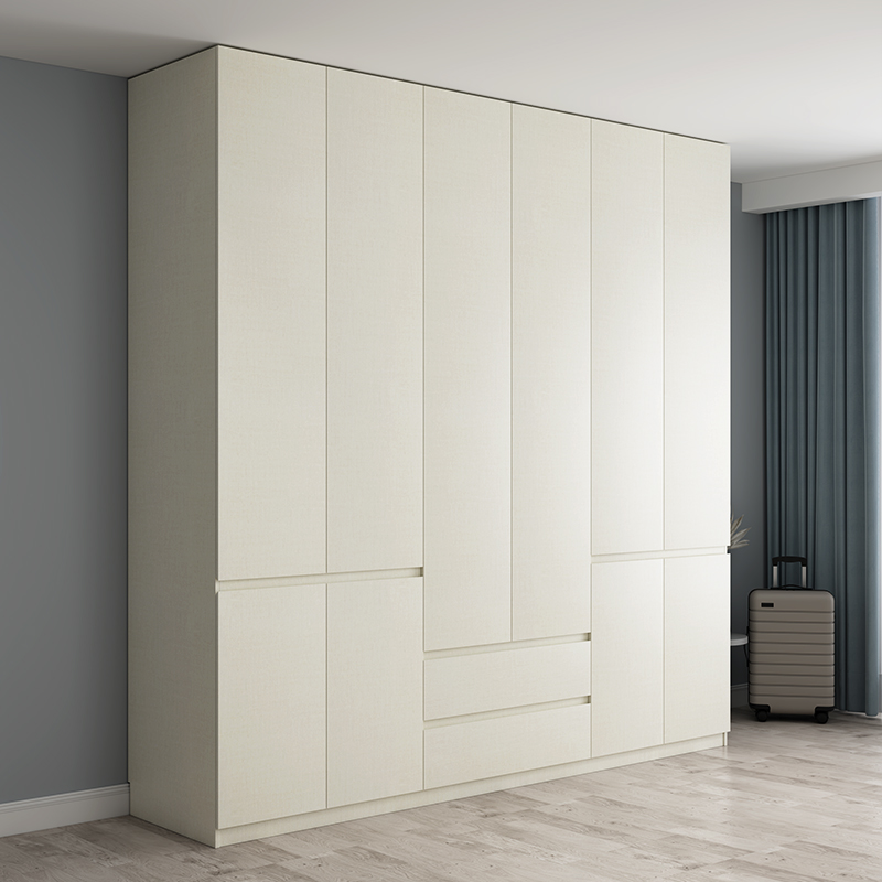 现代简约奶油风到顶大衣柜家用卧室组合平开门新款轻奢收纳大衣橱