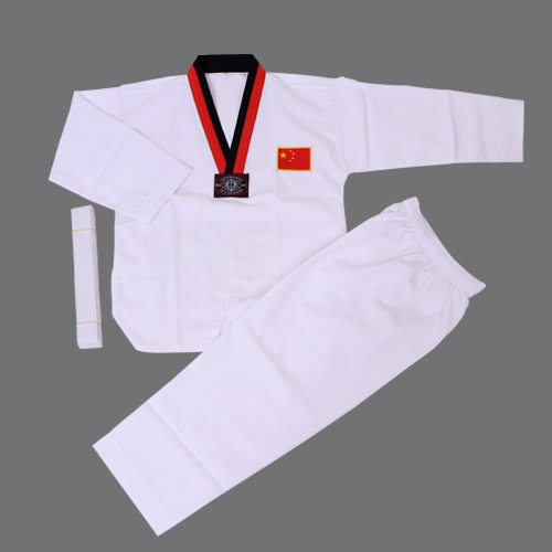 纯棉全棉跆拳道服儿童男女成人抬台拳道衣服装套装训练道旋风