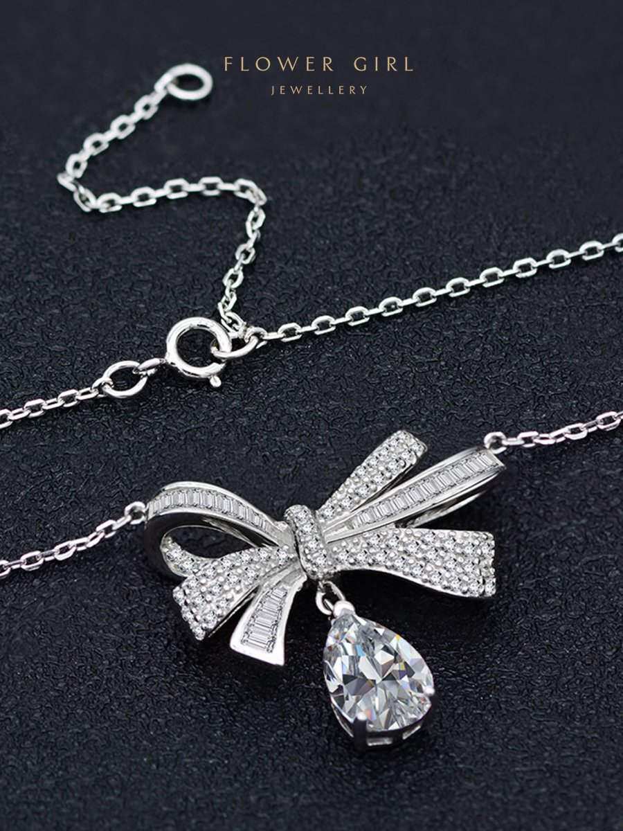 金六福旗舰店女孩子的花 镀18k白金graff项链格拉芙bow系列蝴蝶结