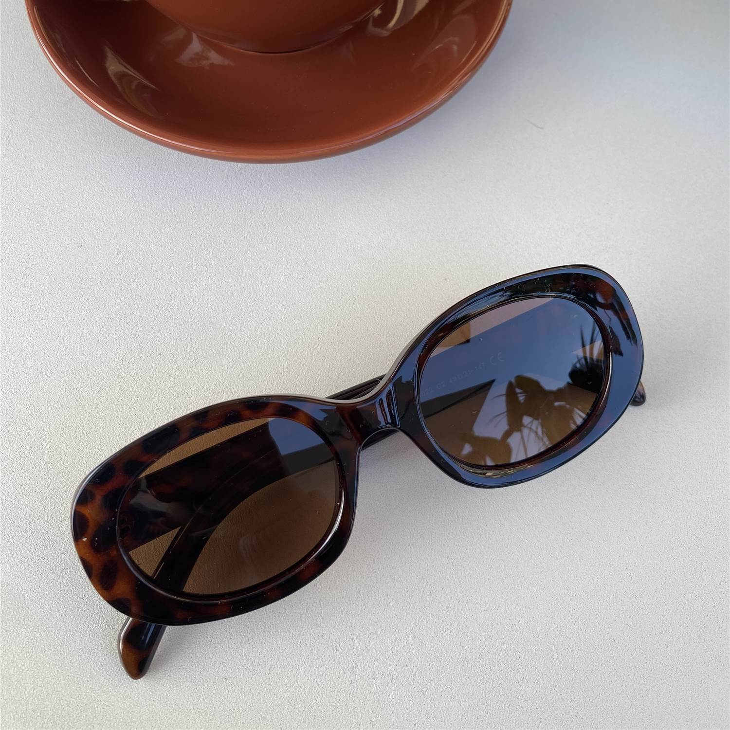 meliya欧美粗边框椭圆形中性复古时髦大框偏光墨镜太阳眼镜显脸小