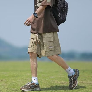 日系短裤男工装夏季薄款潮牌外穿美式宽松阔腿运动休闲五分中裤子