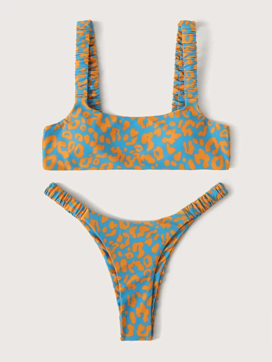 microbikini sexy para mujer, ba?ador de leopardo naranja, tr