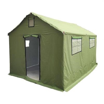 帐篷户外野营防雨双层防寒四方型带门加厚棉帐蓬小屋军绿色棉房大