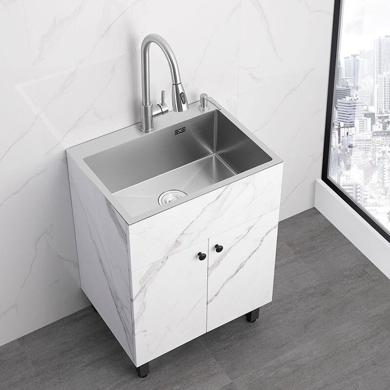 爆款新品白色304不锈钢商用集成水槽单槽一体柜纳米厨房洗菜盆阳