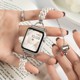 适用iwatch8苹果S9手表s10珍珠金属表链S8小香风表带applewatch9新款S7高级SE小众创意10代可爱智能iwatch