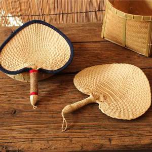 大圆形老蒲扇式式纯手工岭根蒲草编织儿童手摇扇子夏天便中国草编手工