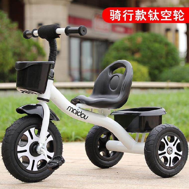 儿童脚踏车三轮车轻便女孩手推车遛娃简约防侧翻脚蹬车带斗玩具车