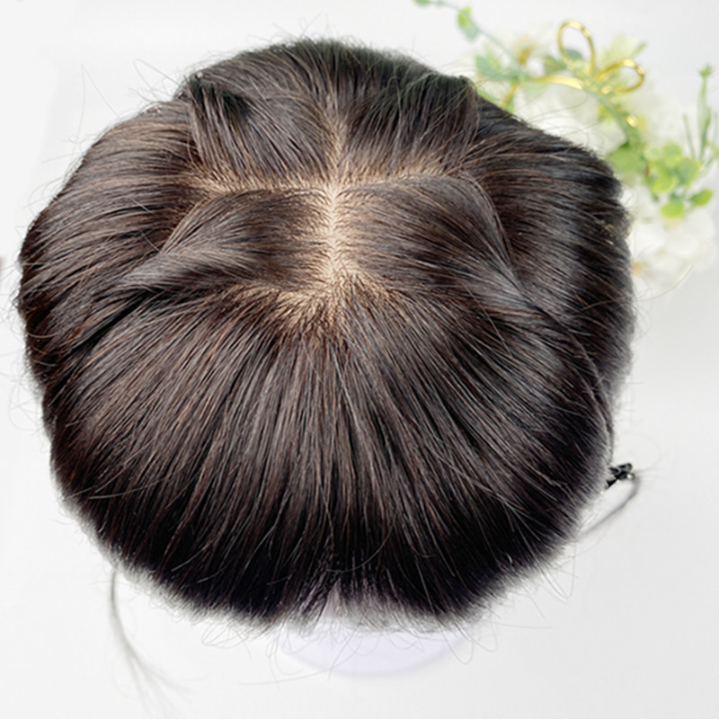 假发片头顶补发片真发发片真人发丝妈妈短发轻薄遮白发假头发刘海