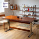 『号角屋-维希餐桌』北欧樱桃木实木餐桌家用不锈钢长方形办公桌