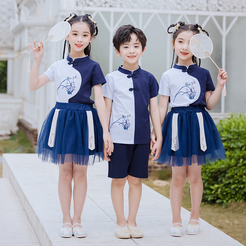 中国风儿童班服套装夏季幼儿园园服