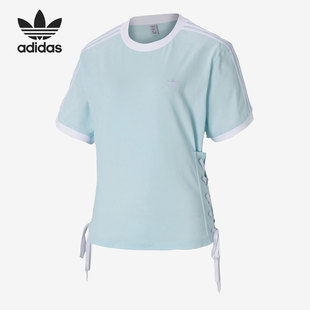 Adidas/阿迪达斯官方正品三叶草LACED TEE 女子运动短袖T恤HK5063
