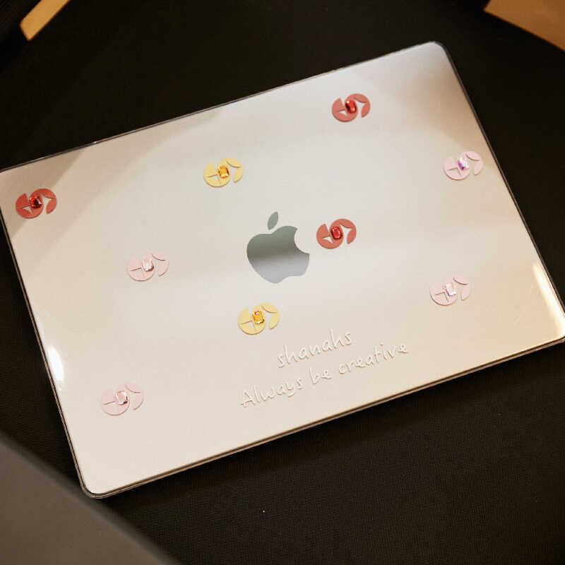 macbook保护壳透明pc全包散热原创设计可爱水钻蝴蝶结苹果电脑壳适用于13寸/14/16寸