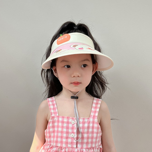 儿童遮阳帽可爱卡通女孩防晒帽宝宝帽子夏季防紫外线空顶帽女童