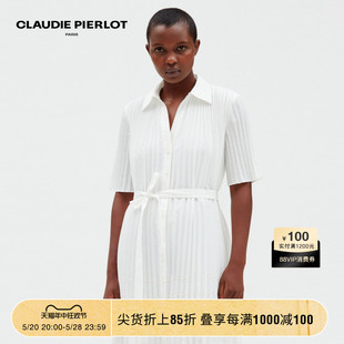 CLAUDIE PIERLOT Outlet夏季女装白色百褶衬衫式连衣裙CFPRO01949