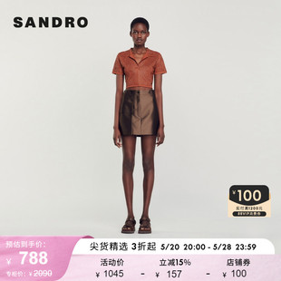 【博主同款】SANDRO Outlet女装缎面短款直筒半身裙SFPJU00887