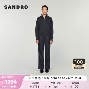 SANDROOutlet女装简约优雅套头高领深灰色针织毛衣SFPPU02066