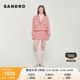 SANDRO Outlet女装法式气质红色短款格纹花呢上衣外套SFPVE00796