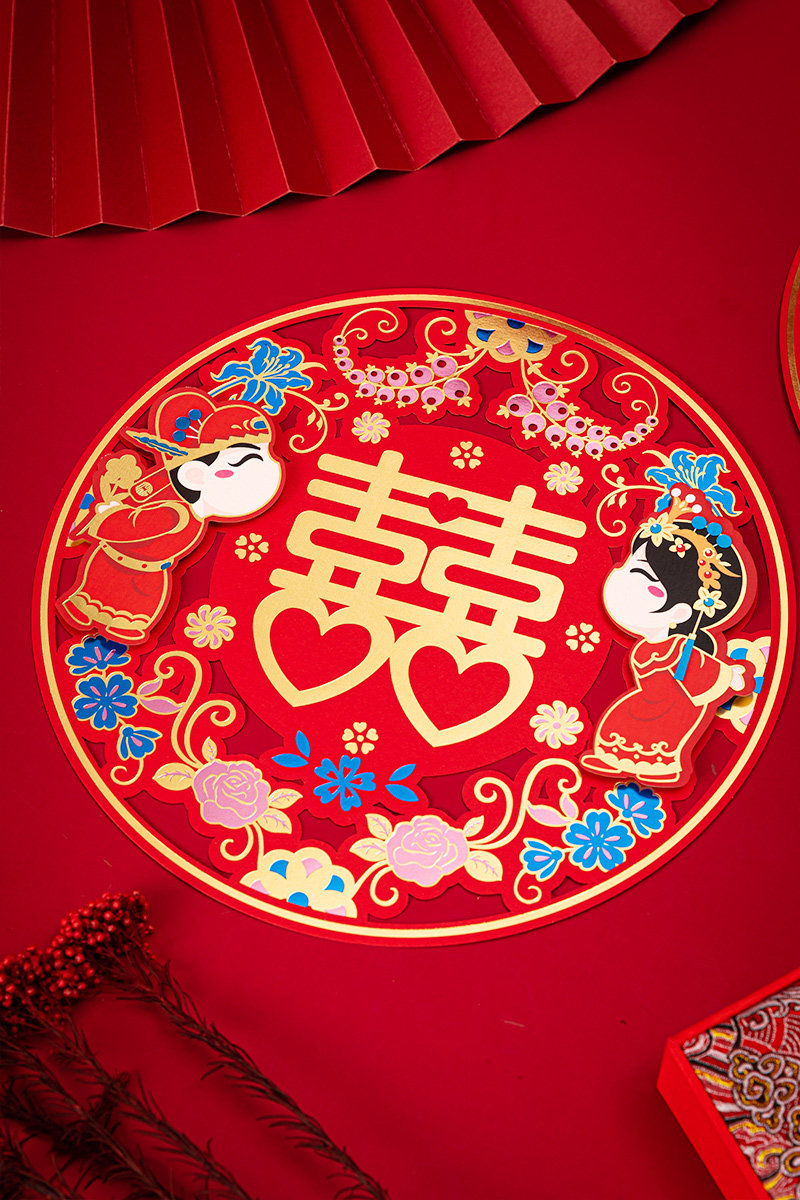 结婚喜字贴门贴婚房装饰套装婚礼楼梯窗户贴纸窗贴婚庆布置客厅