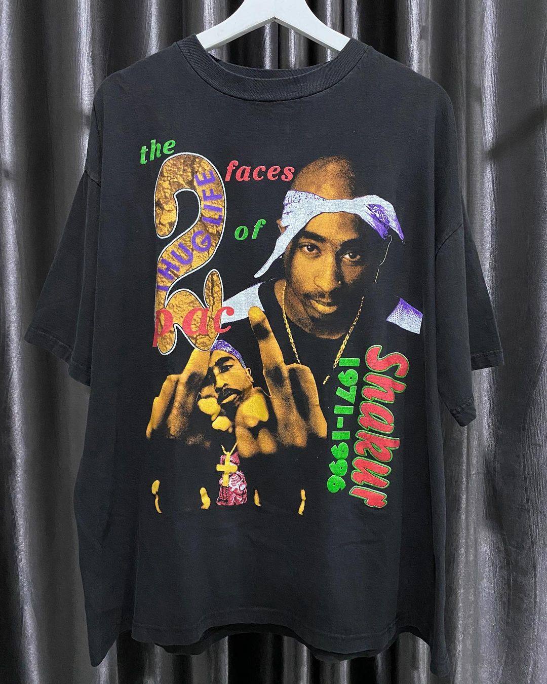 travis scott图派克2pac说唱歌手rapper穿搭嘻哈t恤古着复古短袖