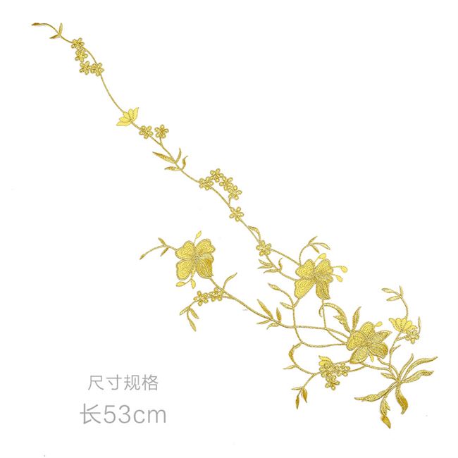 金色刺绣布贴叶子花朵图案衣服装饰亮片大号补丁贴花补洞贴布小号
