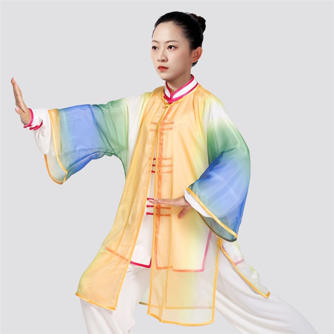 高档太极服男披纱表演服新款武术服装女比赛服太极拳练功服春夏季