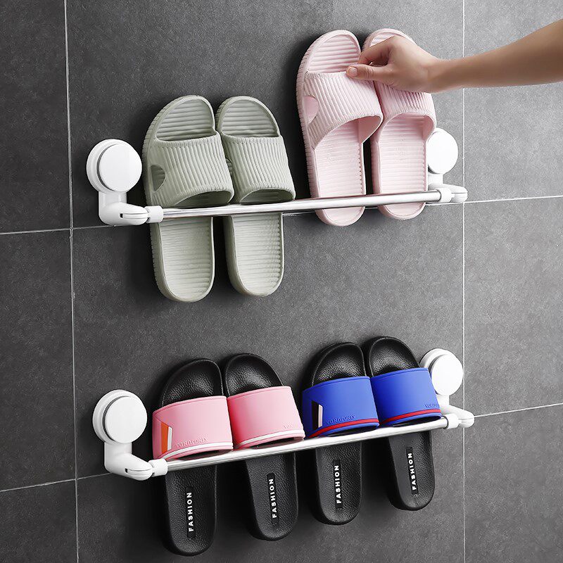 卫生间放拖鞋架壁挂式洗澡间浴室打墙上收纳厕免孔所架子置物神