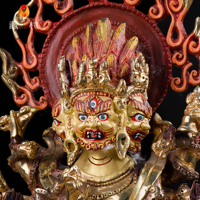 藏传佛教尼泊尔手工12寸纯铜全鎏金密宗佛像摆件除秽金刚秽迹金.