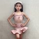 拉丁舞服女童2025夏季新款高级感训练功服儿童演出服少儿日常套装