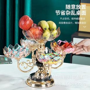 2023新款水果盘家用客厅茶几干果瓜子零食欧式水晶果盘高档轻奢风