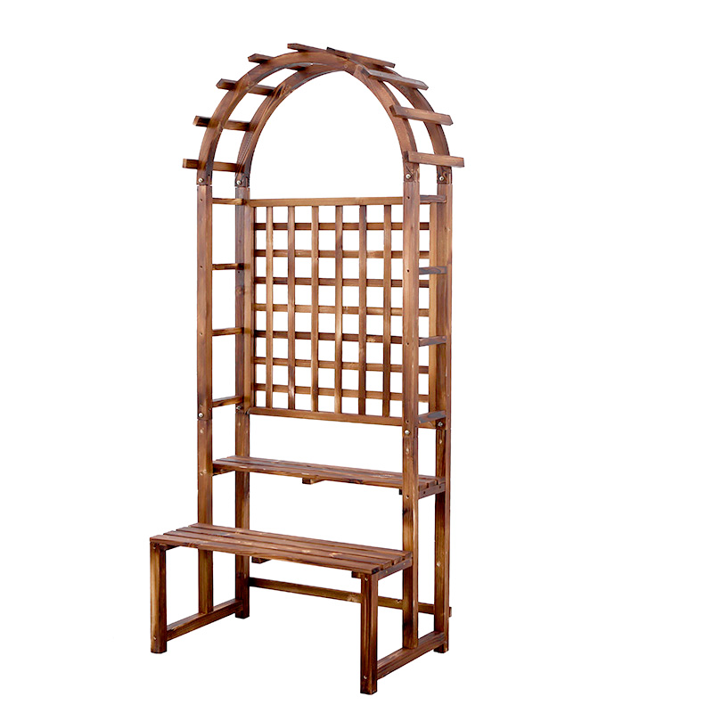 小花园实木拱形防腐木户外半圆形花架弧形大阳台半月季爬藤架拱型