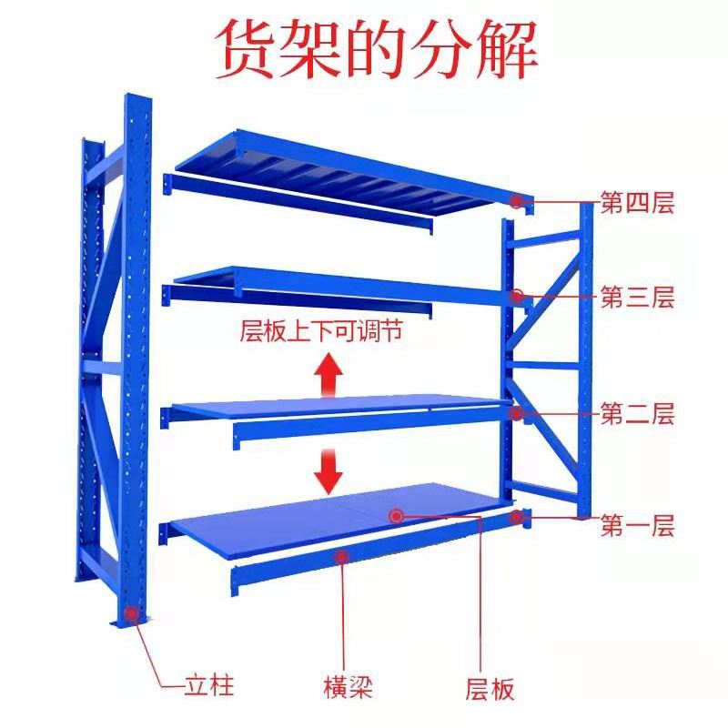 定制轻型仓储货架库房中型多层铁架子可调节组装展示架家用落地置