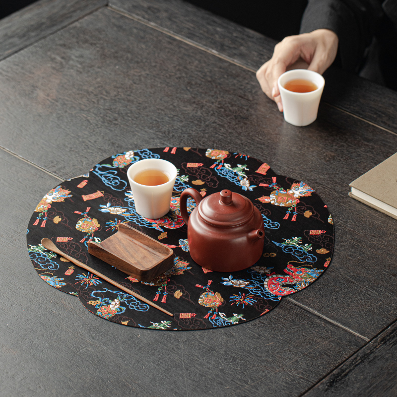 中式棉麻防水干泡茶席杯垫茶垫茶布禅意编织桌旗茶托茶道茶具配件
