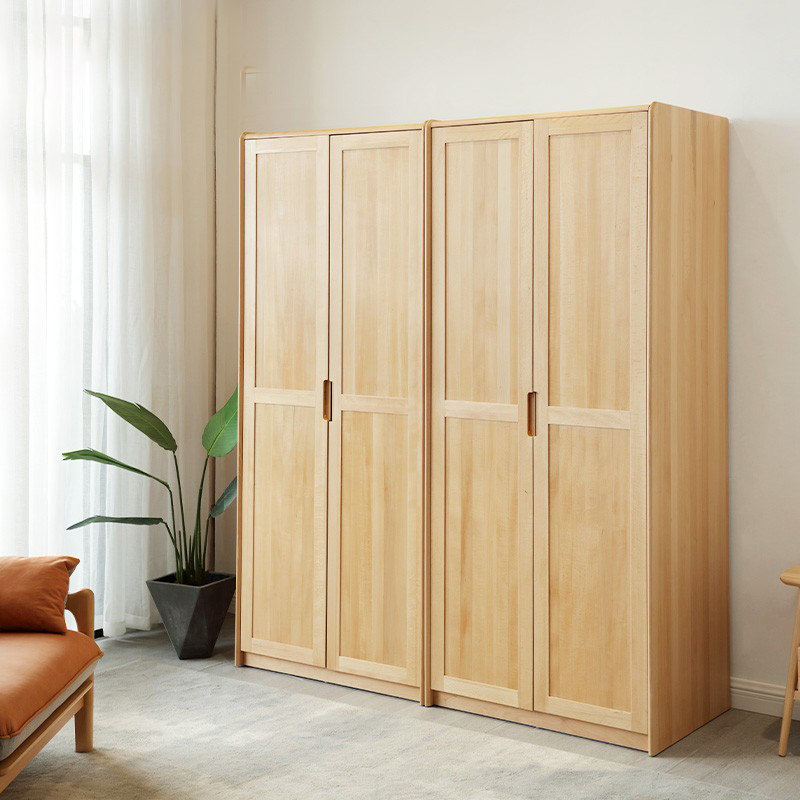 北欧双门衣柜两门榉木全实木卧室衣橱四门开门原木大衣柜4门