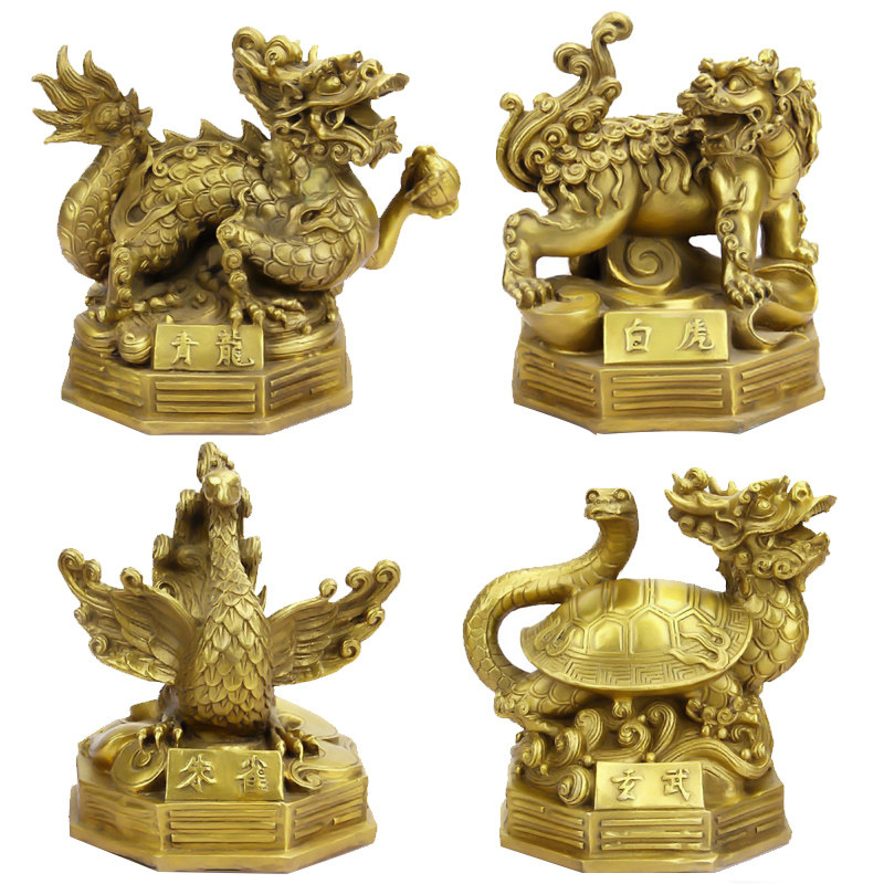四大神兽摆件纯铜青龙白虎朱雀玄武四神兽四方瑞兽家居摆设工艺品