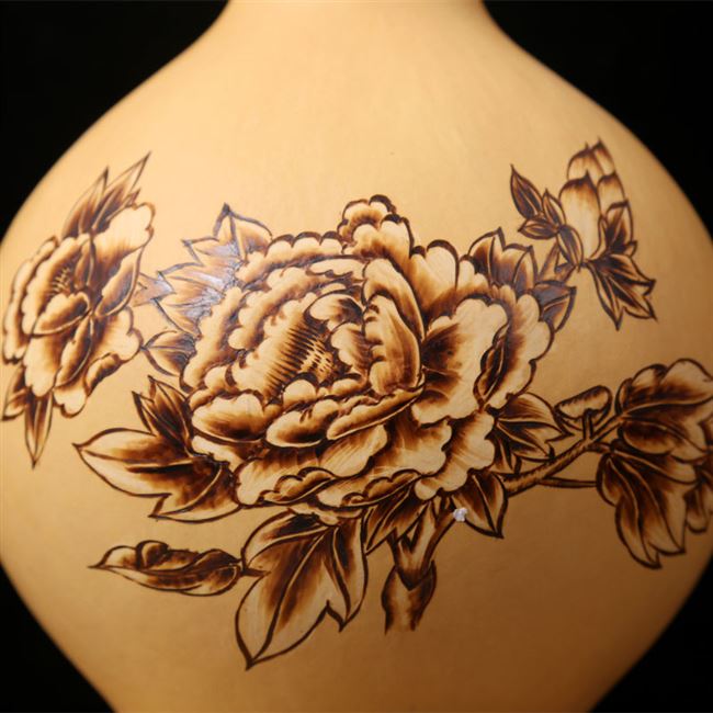葫芦古典中国烙画大葫芦特色手工艺品雕刻九鱼图摆件礼品赠送年画