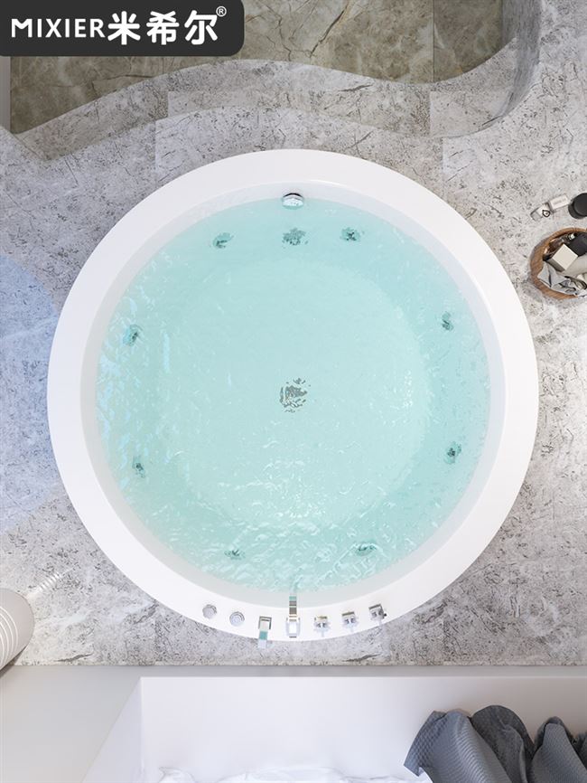 浴池嵌入式按摩圆形浴缸家用成人双人欧式浴盆1-2米小户型卫生间