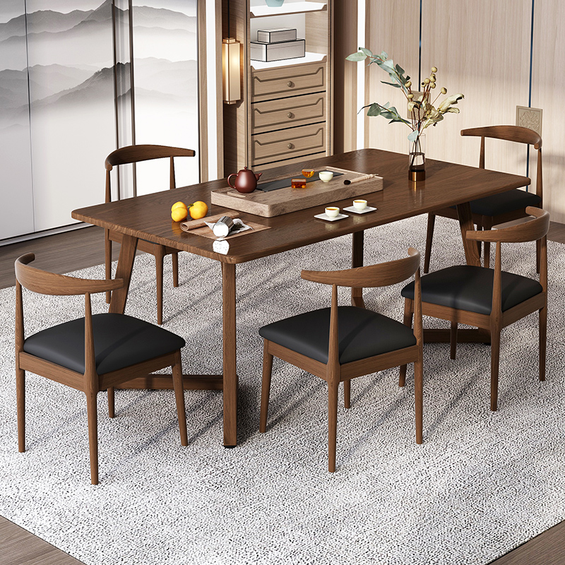 一体家用小茶台餐桌椅组合办公室接待洽谈泡茶桌一桌四椅一桌六椅组合