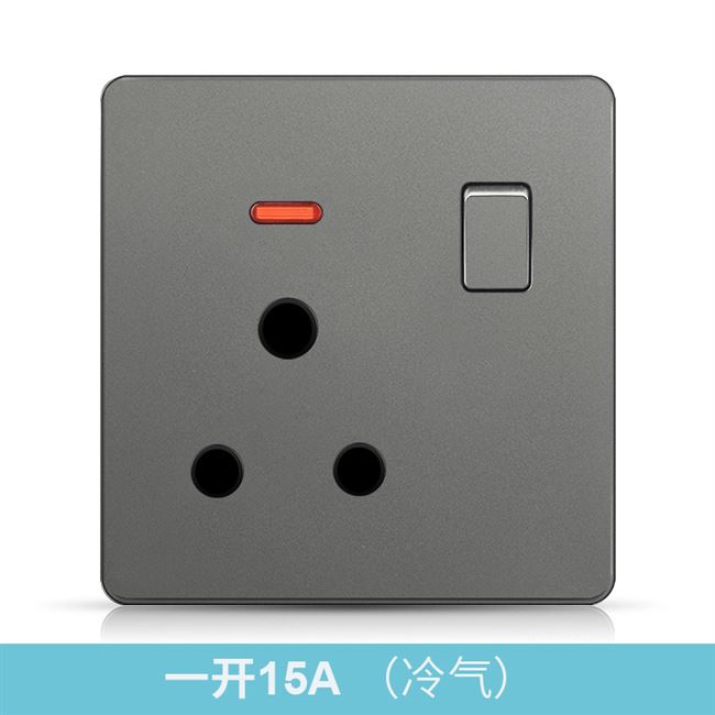 三孔面板空调86型英规圆孔家用电源墙壁冷气15a英式插座带灯开关