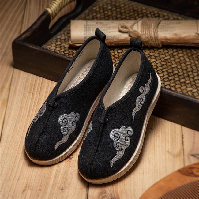 咖喱家汉服鞋男童春秋款绣花鞋儿童古装搭配手工布鞋男宝宝童鞋子