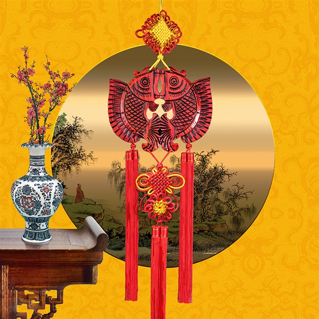 富贵卧室吉祥中国结大号客厅玄关挂件鱼对鱼镇宅辟邪挂件