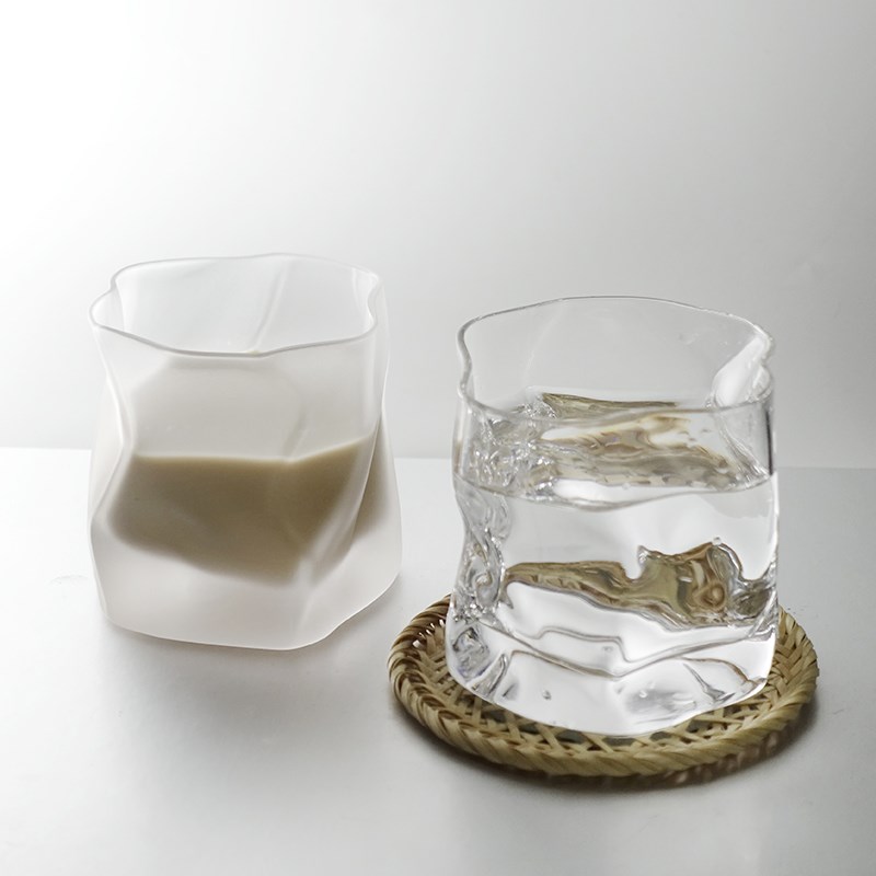 三汀日折纸式玻杯st010璃杯喝饮水杯咖啡杯子威士忌酒杯牛奶料小