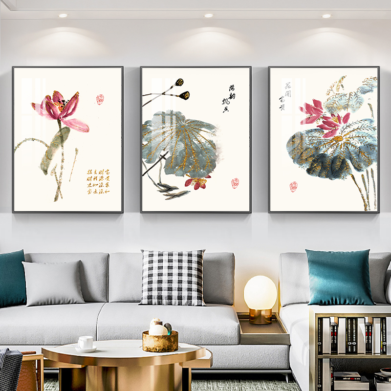 新中式客厅装饰画沙发背景墙三联画中国风家和富贵书房办公室挂画