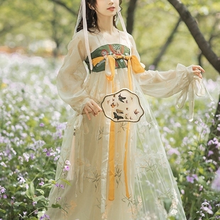 汉服女夏季薄款日常汉元素超仙气齐胸襦裙改良中国风古装套装