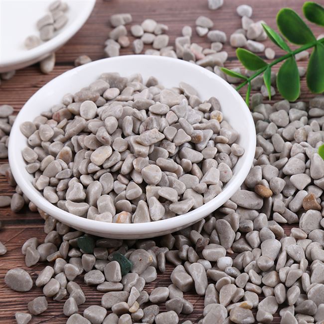 白色小石子盆栽鱼缸图片