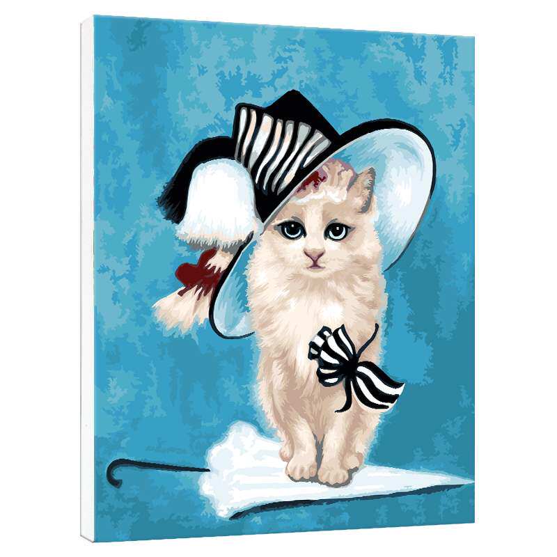 小姐装饰画动物数字油画diy手绘客厅卧室手工油彩手绘猫