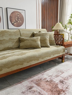 墨绿色新中式沙发垫实木红木套罩高档防滑坐垫水墨画靠背扶手盖巾